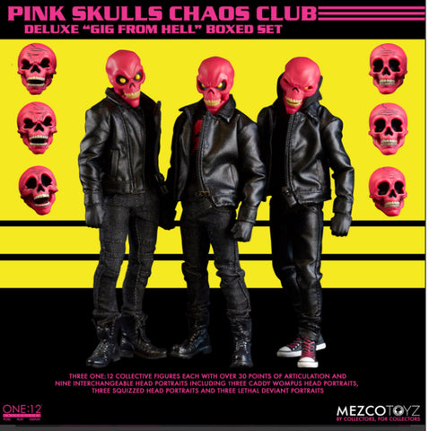 Mezco One12 Pink Skulls Chaos Club Deluxe ‘Gig From Hell’ Boxed 3 figure Set