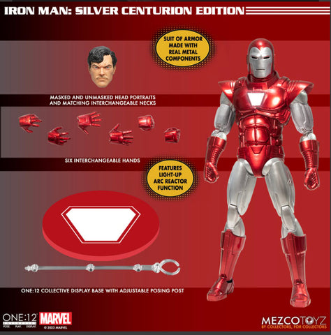 Pre-Order - Mezco One:12 Silver Centurion Iron Man