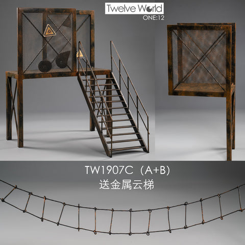 TWTOYS TW1907C Combo Set - 1/12 scale Steel Stairs & Platform w/ Ladder