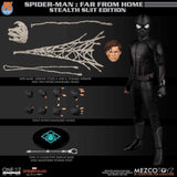 Mezco One:12 PX Exclusive Spiderman Stealth Suit Figure (Far From Home)