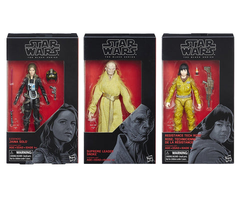 Star Wars Black Series - (3-figure Set) Jaina Solo, Snoke, Rose 6-Inch Figures
